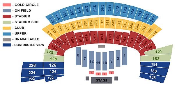 Seating chart for an event stage layout.