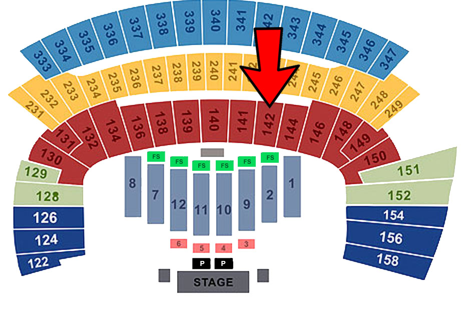 Friday (Sec 142/Row 6/ Seat 20) End Seat