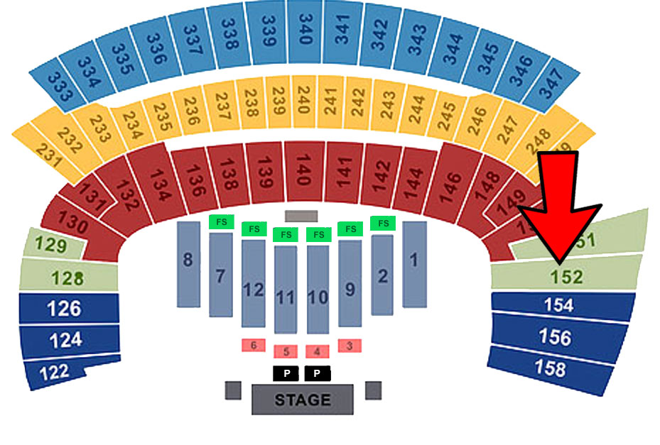 Friday (Sec 152/Row 18/ Seat 20) End Seat