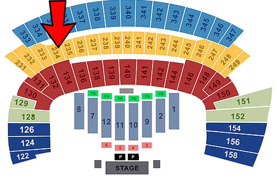 Friday (Sec 234/Row 10/ Seat 1) End Seat